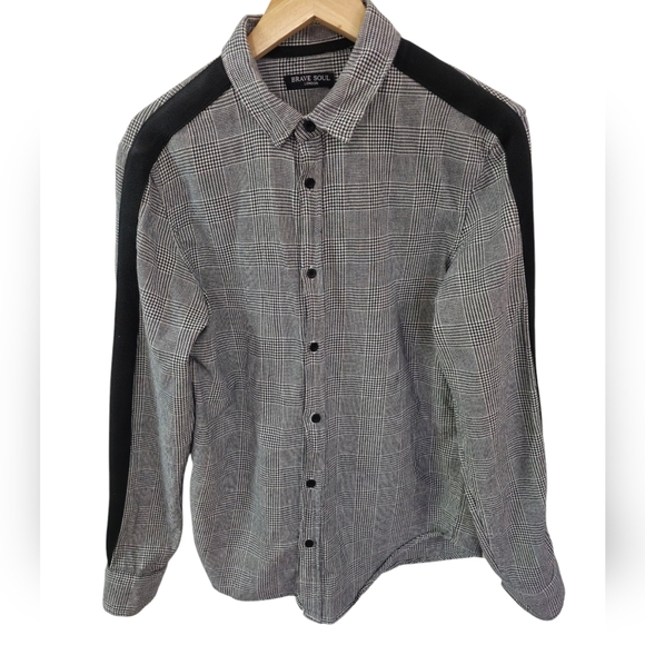 Brave Soul Other - Brave Soul London Prince of Wales Men's Checkered Shirt Black Size Small